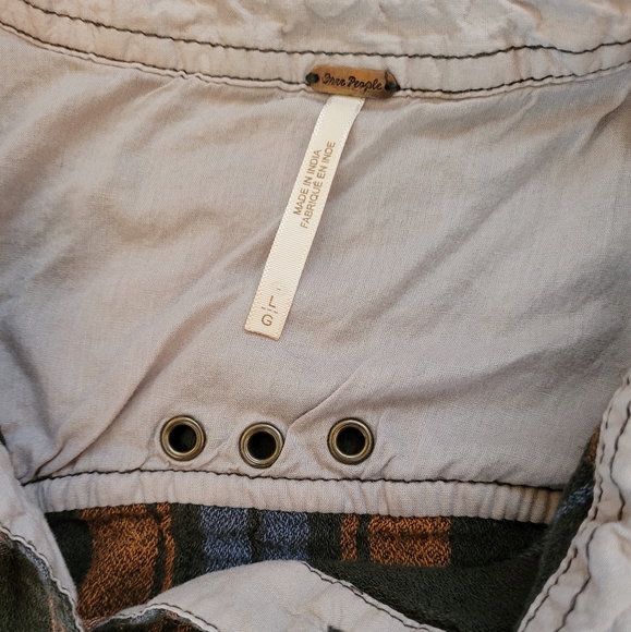 Free People Linen Blend Plaid Button Up Shirt Size Large - Picture 2 of 5